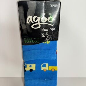 Agoo Bamboo Toddler Leggings Blue Trucks Ambulance Print NWT